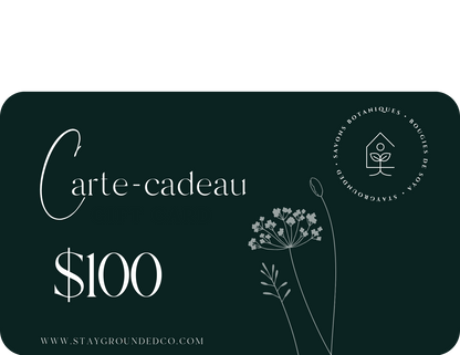 Partager un moment de bien-être avec une carte-cadeau numérique d'une valeur de 100 dollars.