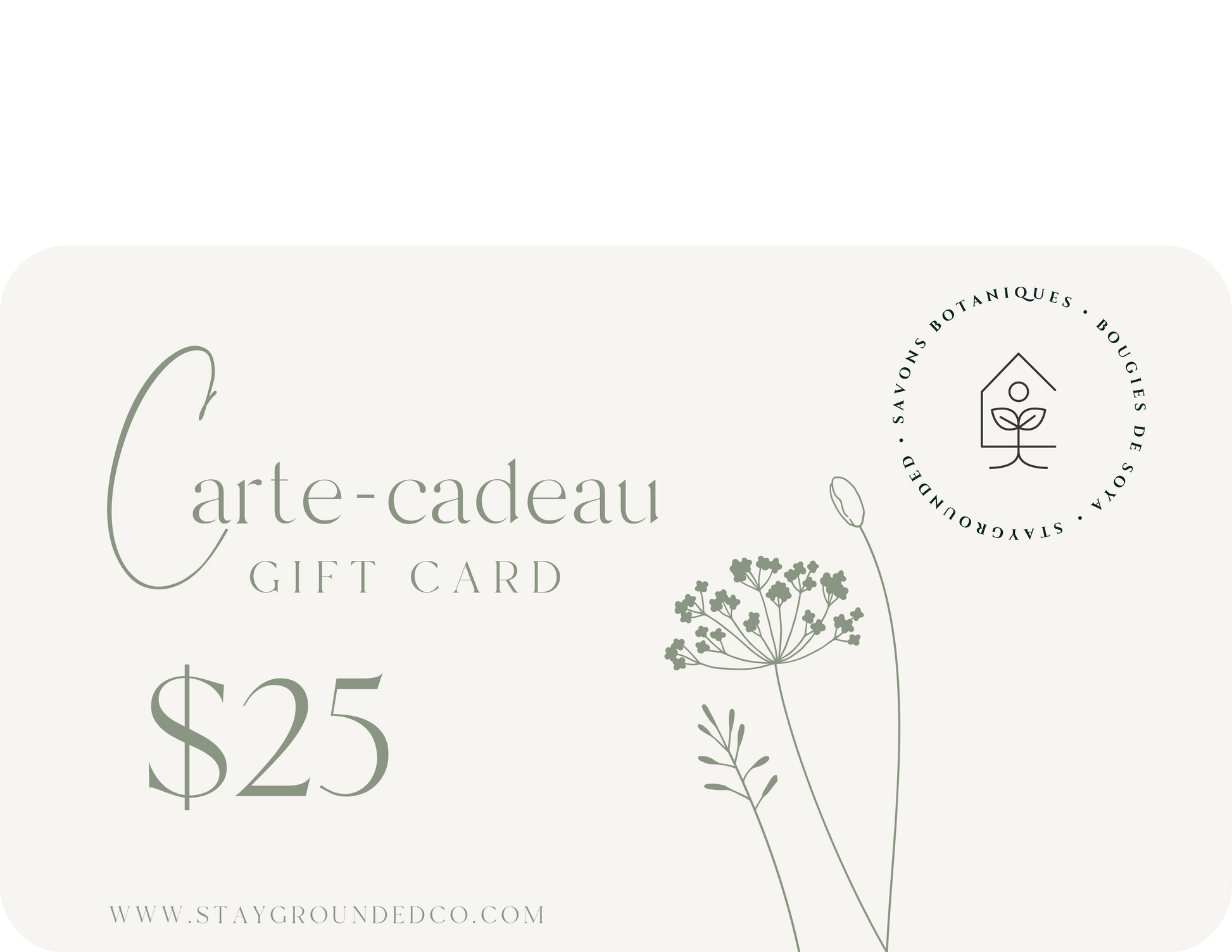 Partager un moment de bien-être avec une carte-cadeau numérique d'une valeur de 25 dollars.