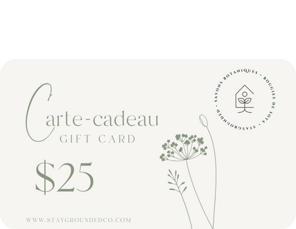 Partager un moment de bien-être avec une carte-cadeau numérique d'une valeur de 25 dollars.