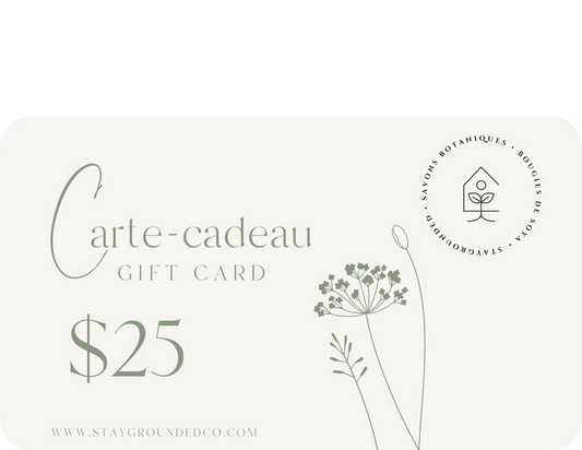 Partager un moment de bien-être avec une carte-cadeau numérique d'une valeur de 25 dollars.