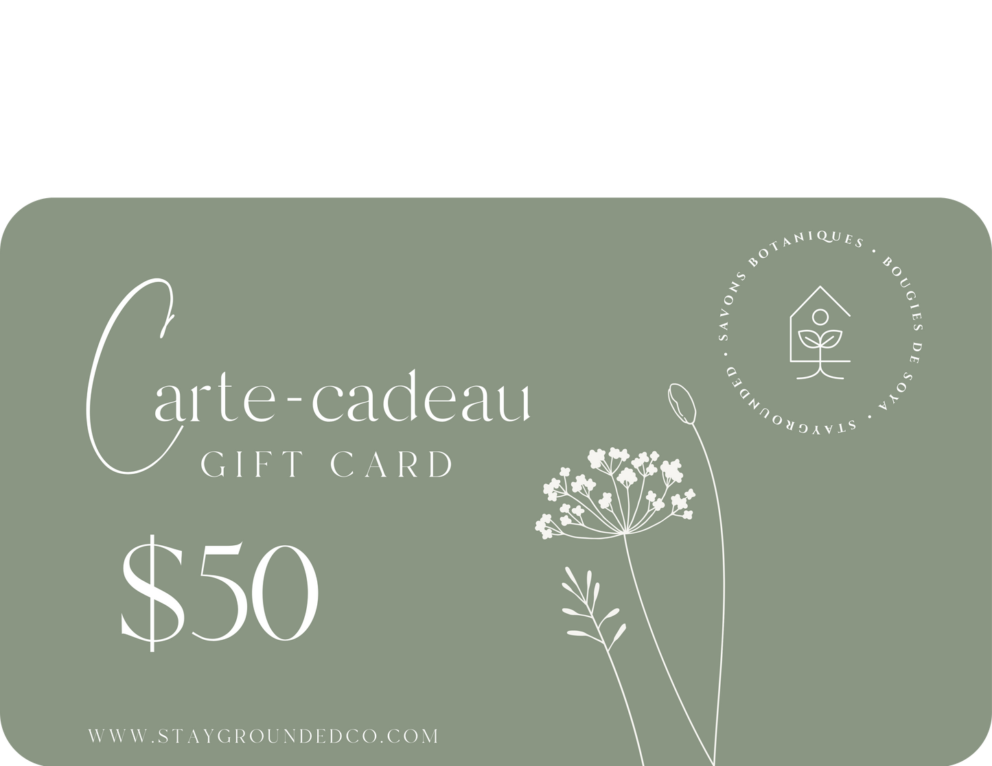 Partager un moment de bien-être avec une carte-cadeau numérique d'une valeur de 50 dollars.