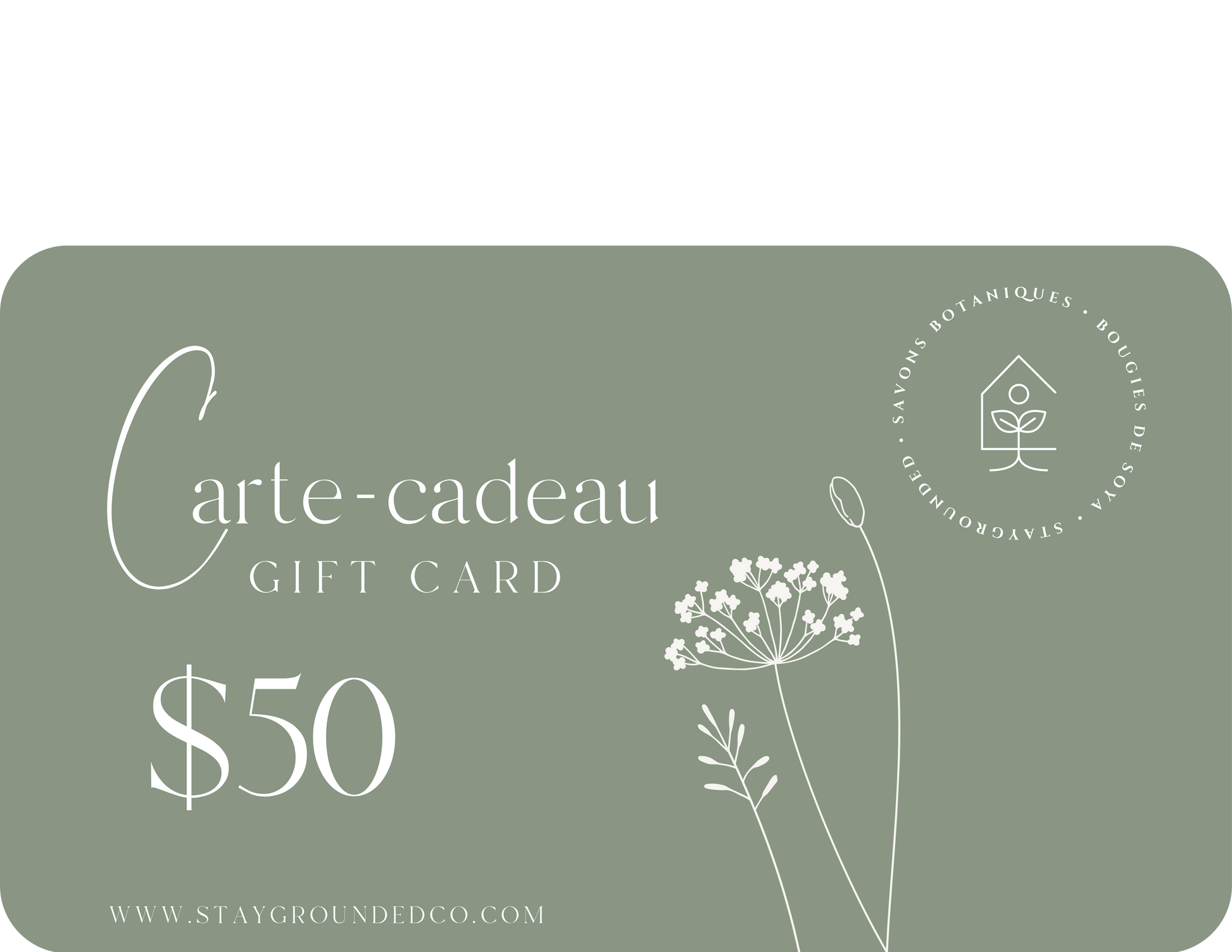 Partager un moment de bien-être avec une carte-cadeau numérique d'une valeur de 50 dollars.