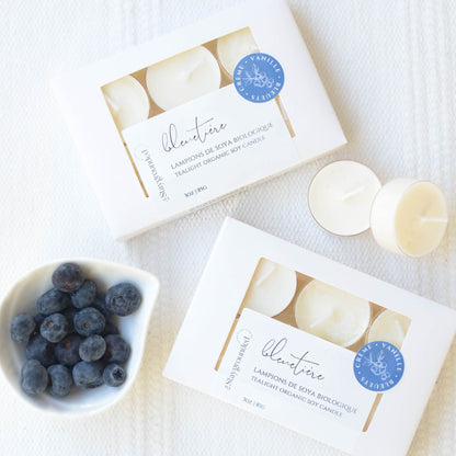 Lampions en cire de soya biologique aux notes de bleuets, sucre de canne et vanille, fabriqués à la main au Québec par staygroundedco.
